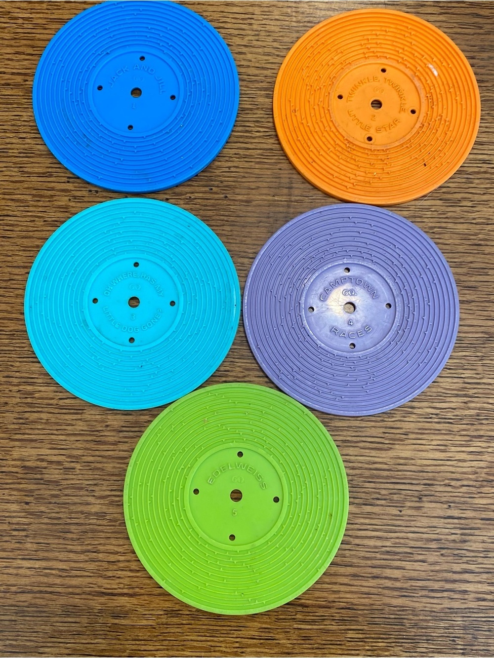 Vintage Fisher-Price Music Box Record Player 5 Disc Set 10 Songs